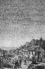  A famous depiction of the 1833 meteor storm, produced in 1889 for Bible Readings for the Home Circle