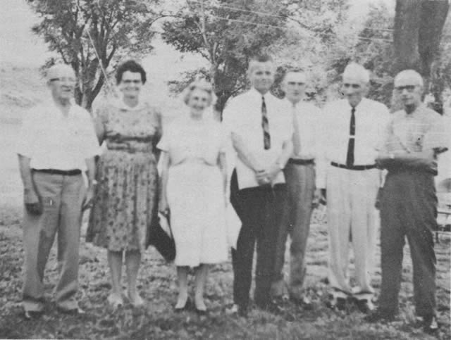 Newly elected officers and the guest speaker of the White River Valley Historical Society annual meeting held at Shadow Rock Park, June 24, 1962.