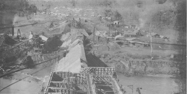 Camp Ozark during construction of Powersite Dam