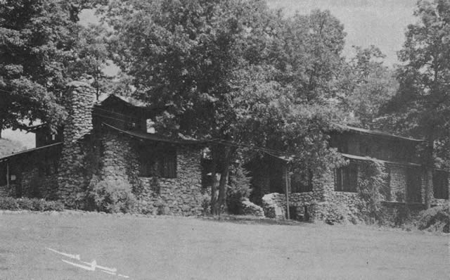 The home of Willard and Anna P. Merriam located on the banks of Silver Creek and Lake Taneycomo, Rockaway Beach, Mo. The home was called 'Whylaway' when occupied by them. It is now named 'Merrywood' and is the summer residence of Williard Merriam's grandson, Bud Coughenour and his family.
