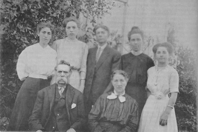 The Kilby family at their home in Taney city.  Richard and Mercy Kilby and Grandfather and Grandmother Kilby and children living at that time.