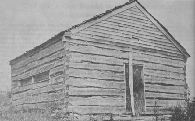 This old log school house, which served Sub-district 2 from 1871 to 1890, was located on the Steele farm, now owned by Clellie Steele, North of Hurley.  It was one of the first tax-supported schools to be organized in Stone County.  The building stood until recent years, when it was torn down.